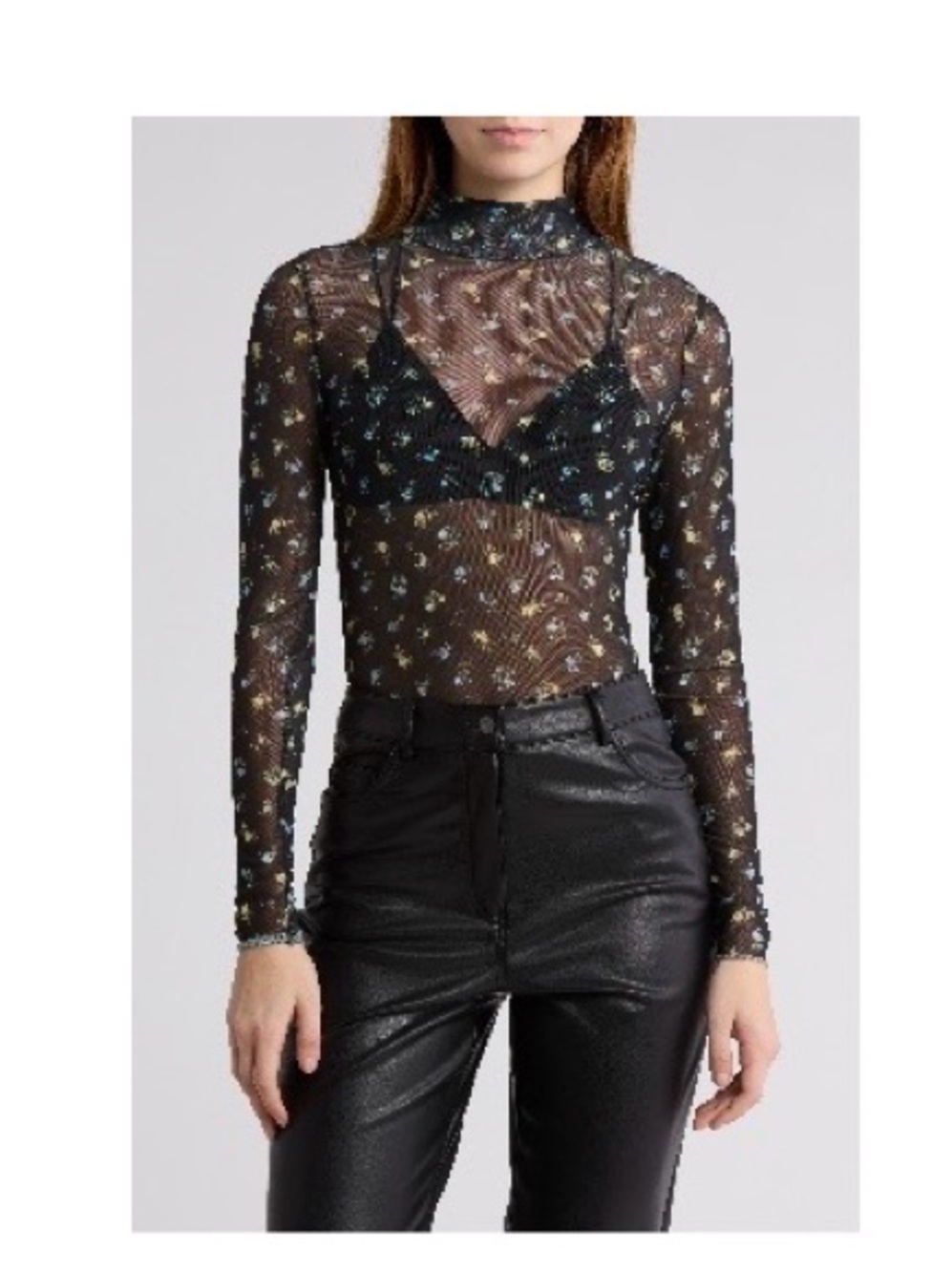 AFRM LOS ANGELES Zoe Mock Neck Mesh Top